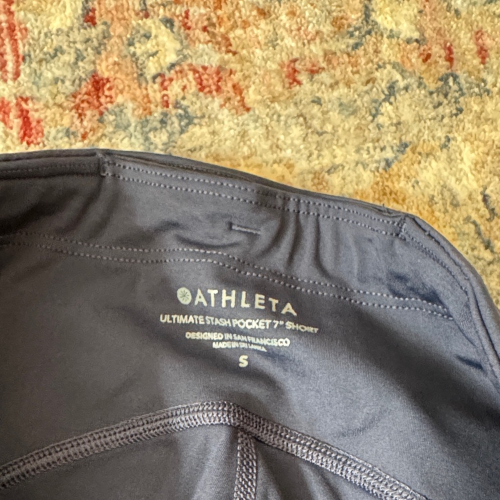 Athleta ultimate stash 7” pocket Navy High-Waisted Shorts - Picture 4 of 9